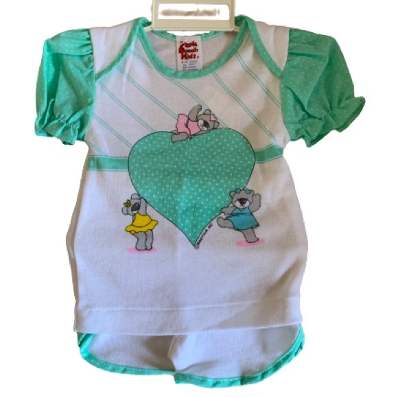 Park Bench Kids Other - PARK BENCH KIDS Shorts and Top Pastel Green White Pattern Size 0 - 6 Months NWT